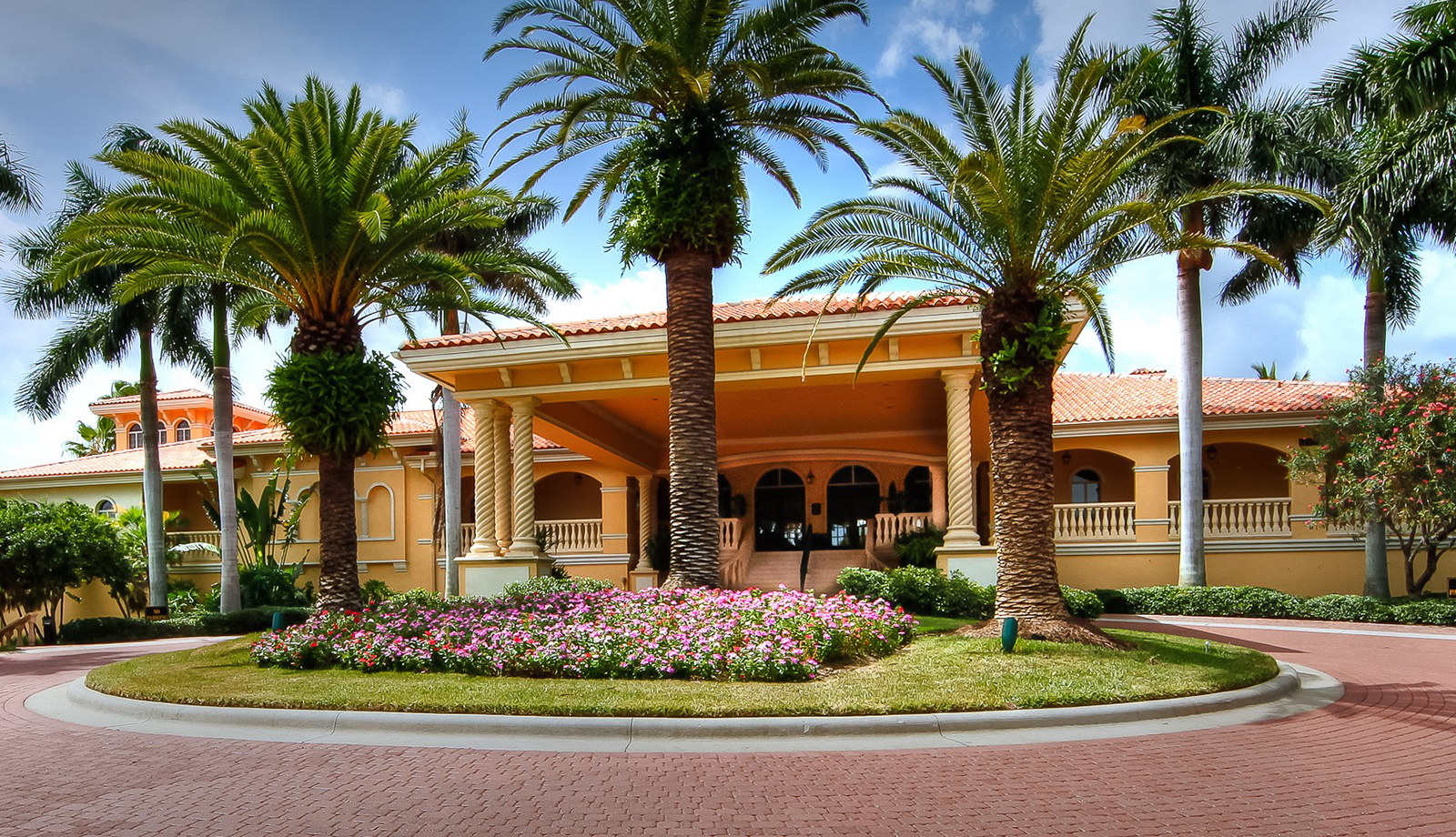 Front drive and Clubhouse entrance at Gulf Harbour Yacht Club in Fort Myers Florida
